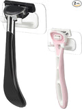 Hook LAB Self-Adhesive Shower Razor Holder, 2-Pack, Removable & Reusable Waterproof Hooks, for Towels, Bath Accessories, Kitchen & Bathroom Use - White