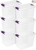 Sterilite 6-Pack 27 Quart ClearView Latch Box, Stackable Organizer Bins with Latching Lids - Clear Plastic Organization Containers for Closet, Bedroom, Shelving Units and Everyday Home Storage