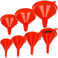 DEDC Oil Funnels Plastic Set for Car Automotive Kitchen Mini Small Large Red (7 PCS Oil Funnels)
