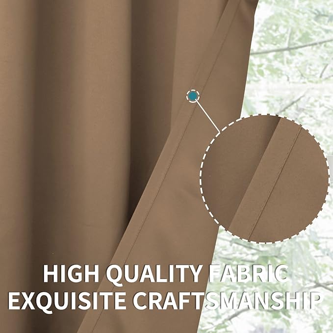 BGment Blackout Curtains for Bedroom 63 Inches Length - Rod Pocket Thermal Insulated 52 Inches Width Room Darkening Curtain Drapes for Living Room, 2 Panels, Taupe, 52 x 63 Inch