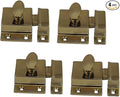 QCAA Traditional Large Oval Turn Cabinet Latch, Solid Brass, 2", for Cupboard & Other Furniture, Polished Brass, 4 Pack, Made in Taiwan