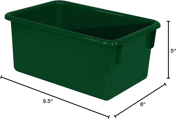 Wood Designs Cubby Storage Bin, Heavy Duty Plastic Containers for Kids Green Cubby Tray Set of 25
