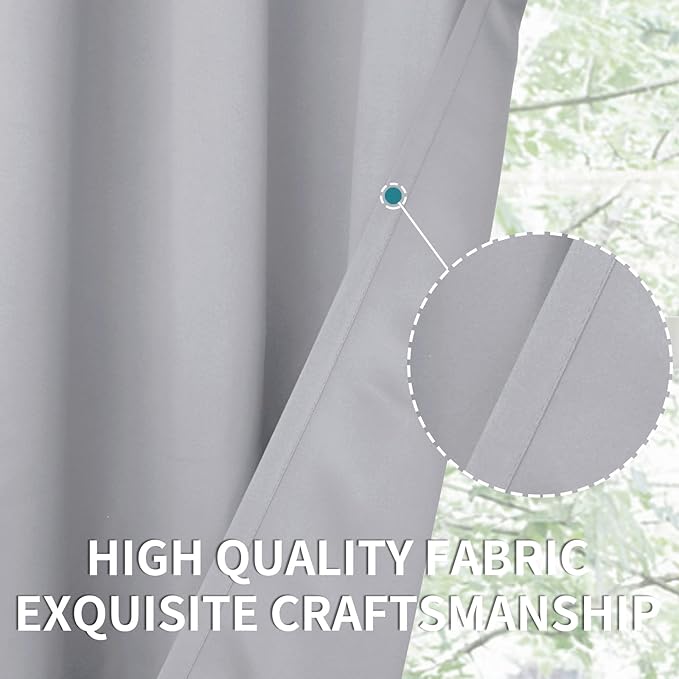 BGment Light Grey Short Curtains 30 Inches Length for Kitchen Bathroom - Rod Pocket Room Darkening Blackout Window Drapes for Basement Cafe Camper, 2 Panels, 42 x 30 Inch