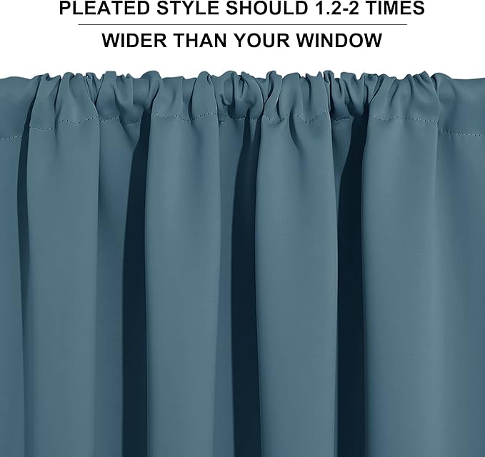 RYB HOME Bathroom Curtains for Small Window, Room Darkening Privacy Assured Curtains Drapes Lights & Draft Blocking for Kitchen Pantry, W 42 x L 45 inches, 2 Panels, Slate Blue