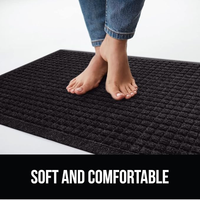 GORILLA GRIP Front Door Mat, Indoor Outdoor Ultra Absorbent HydroAbsorb Doormat, Absorbs Up to 1.7 Cups of Water, Stain and Fade Resistant, Rubber Backing Doormats, Captures Dirt, 29x17 Black
