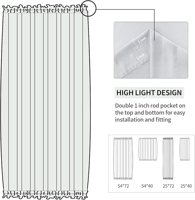 DWCN French Door Curtains – Rod Pocket Thermal Curtain for Doors with Glass Window, Kitchen and Patio Doors for Privacy, 23 X 72 Inches Long, 1 Curtain Panel with Tieback, Greyish White