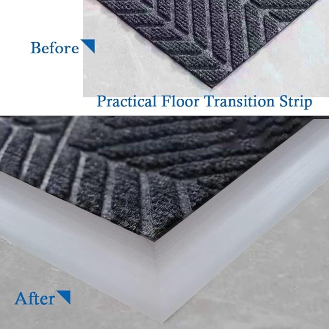 Floor Transition Strip Self Adhesive Carpet & Flooring Transitions Edging Trim Strip PVC Threshold Transitions Suitable for Threshold Height Less Than 10mm (6.56Ft, Gray)