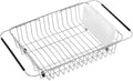 SANNO Dish Drying Rack, Expandable Dish Drainer Over Sink in Sink On Counter with Utensil Silverware Storage Holder, Rustproof Stainless Steel