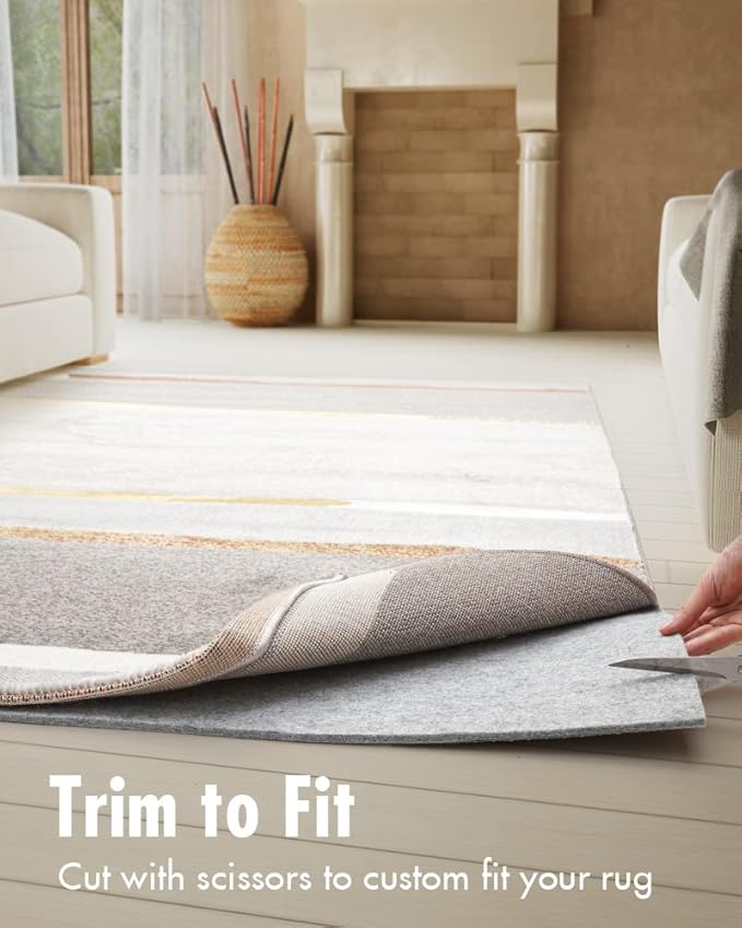 Non Slip Rug Pad Gripper - 2x8 Feet 1/8” Extra Thick Felt Under Rug for Runner Rugs and Hardwood Floors,Super Cushioned Non Skid Carpet Padding