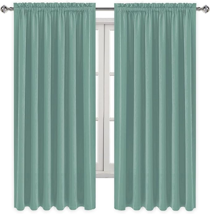 DWCN Blackout Curtains for Living Room Thermal Insulated, Energy Saving & Noise Reducing Bedroom Curtains, Sage Green, W 70x L 72 Inch, Set of 2 Rod Pocket Curtain Panels