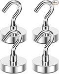 MIKEDE Magnetic Hooks, 28Lbs+ Strong Magnetic Hooks Heavy Duty for Cruise Cabins, Super Hanging Hooks Neodymium Magnets with Hook for Fridge, Grill, Toolbox, Storage, Pack of 4