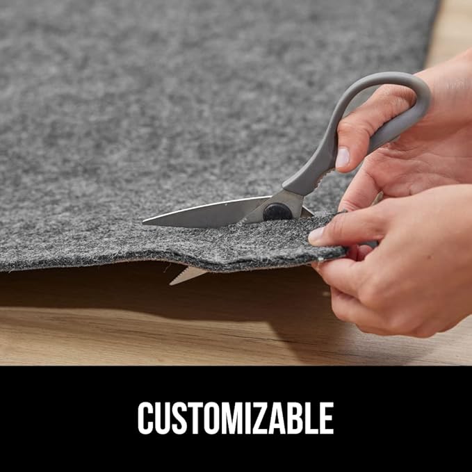 GORILLA GRIP Felt and Natural Rubber Stay in Place Slip Resistant Rug Pad, 1/8in Thick, 4x6 FT Protective Padding Under Area Rugs, Cushioned Gripper Pads, Carpet Runners, Hardwood Floors Protection