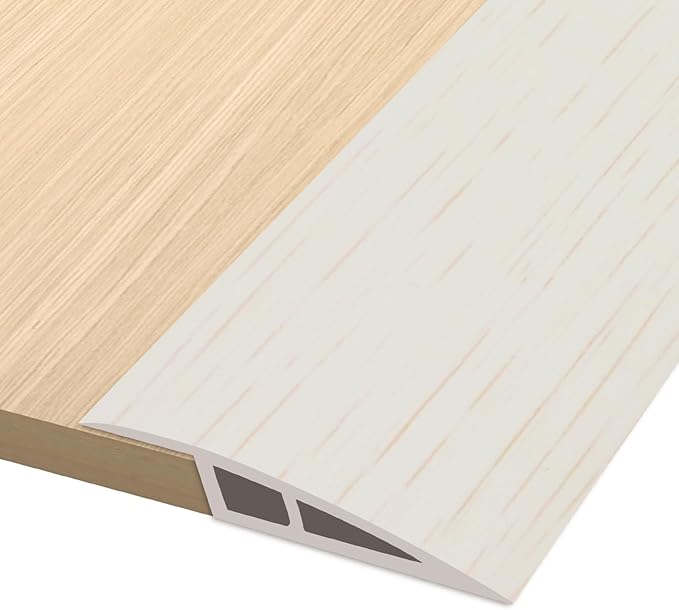 Vinyl Door Threshold Flooring Transition Strip Self Adhesive Carpet Edging Strip for Laminate Doorway Edge Threshold from 2/5" to 3/5" (Beige Wood Grain, 6.6 Ft)