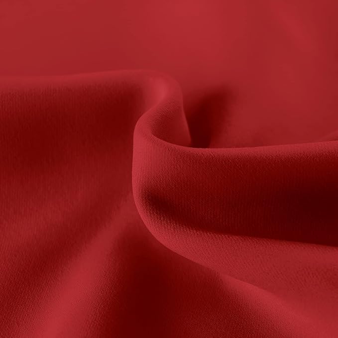 DWCN French Door Curtains – Rod Pocket Thermal Blackout Curtain for Doors with Glass Window, Christmas, Kitchen and Patio Doors for Privacy, 25 X 72 Inches Long, 1 Curtain Panel with Tieback, Red