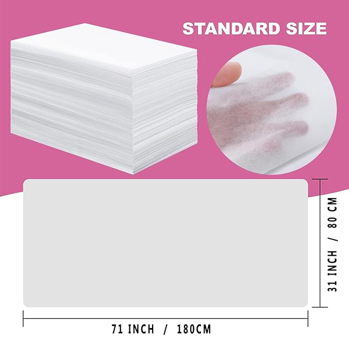 Disposable Bed Sheets 200 Pcs 31" x 71" Massage Table Sheets Non Woven Fabric SPA Bed Cover Breathable for Massage Beauty Tattoos(White)