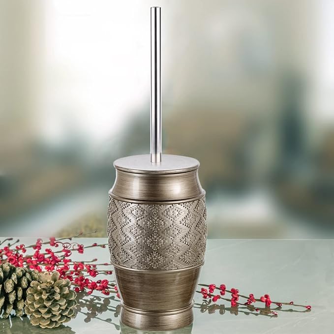 Creative Scents Dublin Silver Toilet Brush Set - Toilet Bowl Cleaner Brush and Holder - Decorative Bathroom Cleaner Brush - Space Saving Design Toilet Bowl Scrubber