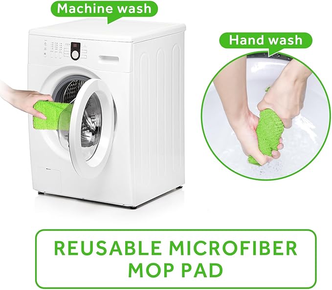 18 inch Mop Pads Refills, 3 Pack Microfiber Reusable Replacement Mop Pads Flat Replacements Heads for Wet Or Dry Floor Cleaning and Scrubbing, Green Cloth