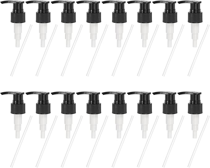 uxcell 16 Pcs Soap Dispenser Pump Heads Soap Dispensers Top Pumps Replacement Switch Pumphead for Standard 24/416 Neck Size Lotion Shampoo Bottle, Black