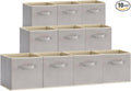 Lifewit 10 Packs Storage Cubes, 11 Inch Cube Storage Bins, Foldable Fabric Bins Multi-color Organizer Bins with Handles, Decorative Organizing Baskets for Shelves, Closet, Storage Room, Light Gray
