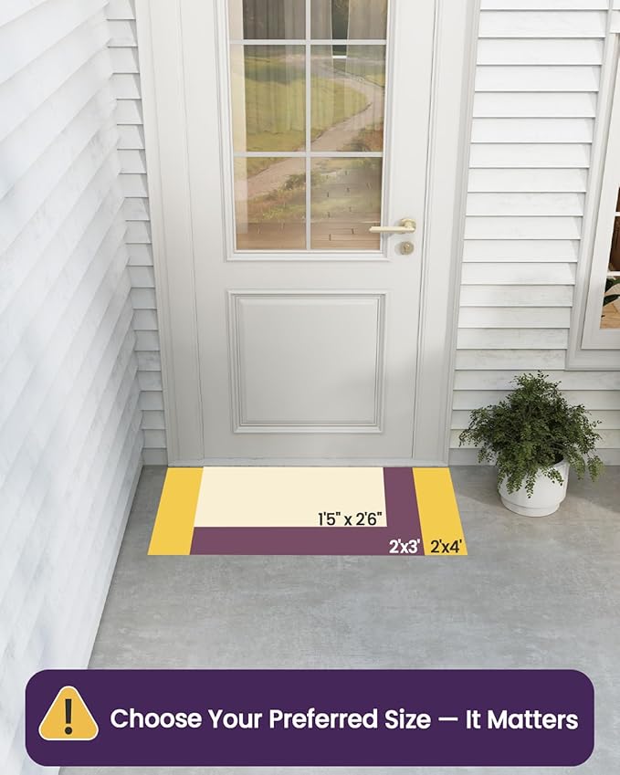 DEXI Front Door Mat Outside Entrance, Heavy Duty Non Slip Low Profile Doormat for Entryway, Trap Dirt and Moisture Welcome Mats, Easy Clean, Patio, Garage, 3x2, Black