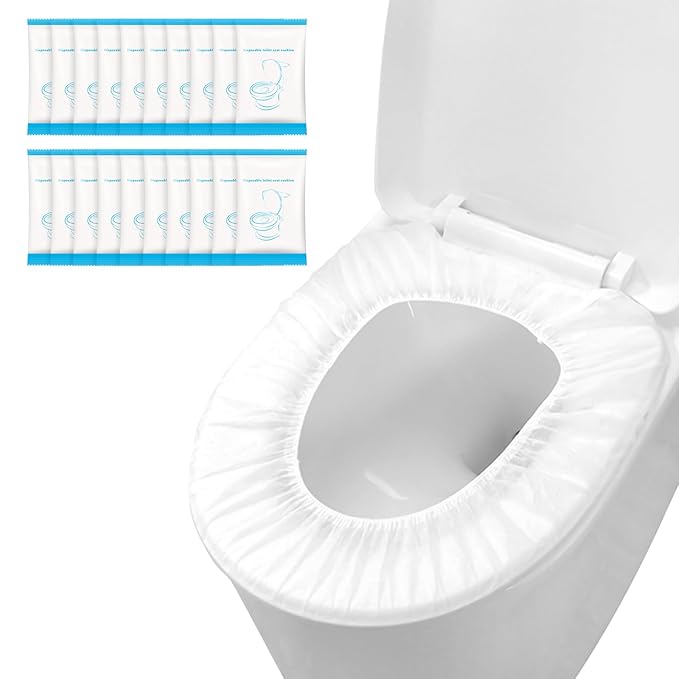 50 Pack Disposable Toilet Seat Cover Waterproof Non-Woven Fabric, Disposable Toilet Seat Covers for Travel, Disposable Seat Covers for Outing Hotel Hospital Public Toilet (Individual Package)