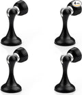 Probrico Black Magnetic Door Stoppers for Bottom of Door, Stainless Steel Magnet Door Catch Door Stops to Keep Door Open, Heavy Duty Door Holder, Wall and Floor Mounting, 4 Pack