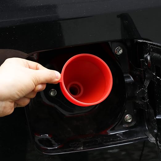 Flexible Fuel Funnel with Long Hose Plastic Small Wide Mouth Filling Funnel Car Funnel for Engine Oil Gas Fuel Gasoline Diesel Water Fluid Liquid Transmission Red (2)