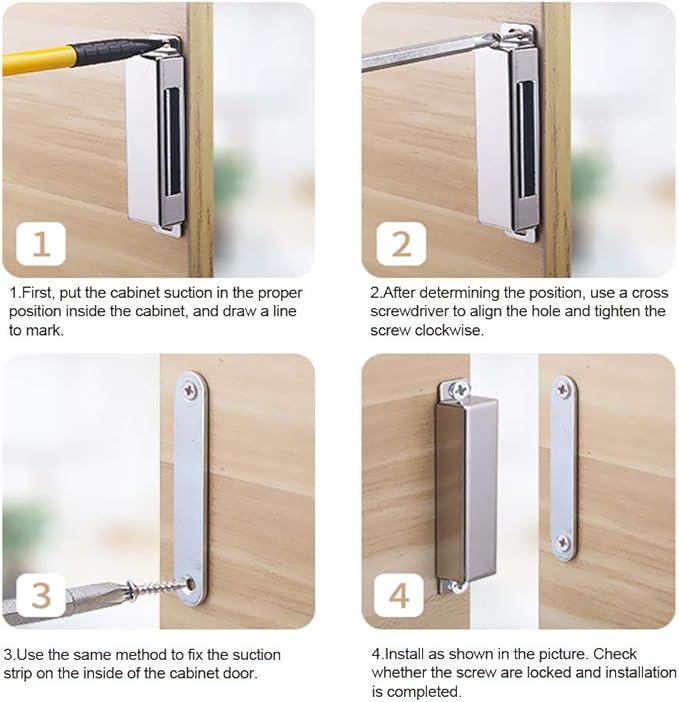 Mousike Cabinet Magnets 30lb Stainless Steel Magnetic Door Catch with Strong Magnetic for Kitchen Cupboard Wardrobe Closet Cabinet Door Drawer Latch(2.1"(Silver 6 Pack))