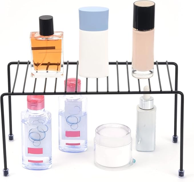 Kitchen Shelves, Cabinet Organization Mini Storage Shelf, Storage Rack Organizer for Kitchen, Fridge, Cabinet, Bathroom (Black 4)