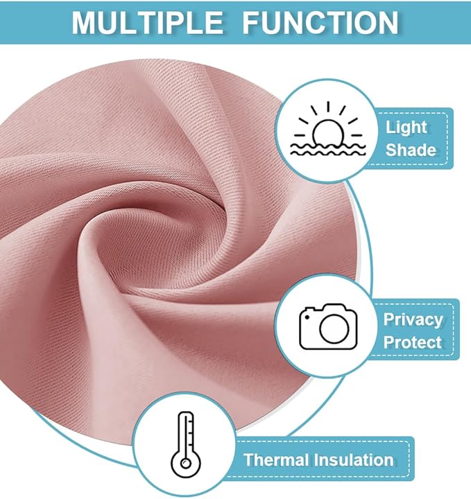 RYB HOME Peach Blush Rod Pocket Blackout Curtains for Bedroom Living Room Dining Baby Nursery Morden Decor Thermal Insulated Room Darkening Curtains,W 42 x L 63 inch,2 Panels