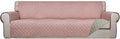 PureFit Reversible Quilted Sofa Cover, Water Resistant Slipcover Furniture Protector, Washable Couch Cover with Non Slip and Elastic Straps for Kids, Dogs, Pets (XX Large, Pink/Beige)