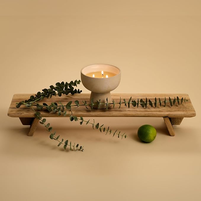 New BLUEME Wellness Candle Wax Refill, Contains Essential Oil, Sustainable, Hand Finished, Hand Poured, Premium, Luxury Ceramic, Natural Cotton Wick (45oz, Eucalyptus & Lime)