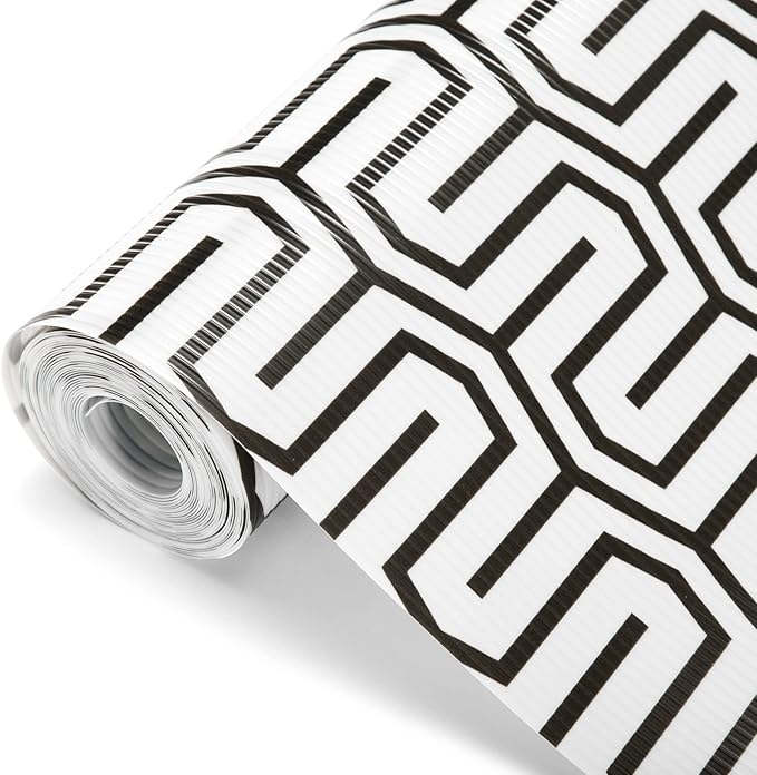Glotoch Shelf Liner 17.5" x30 ft- Non Adhesive Refrigerator, Kitchen, Drawer Liners, Waterproof and Durable Fridge Table Place Mats for Cupboard, Cabinet, Drawer Liner，White Labyrinth