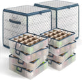 Hearth & Harbor Christmas Ornament Storage Box With 4 Inner Tray Dividers - Plastic Ornament Storage Container For 64 Holiday Ornaments or Decorations