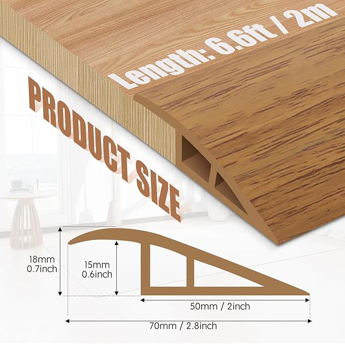 Floor Transition Strip Door Threshold 79" Floor Transition Reducer Trim on The Edges Threshold Strip Self Adhesive Suitable for Doorways, Tiles, Carpet