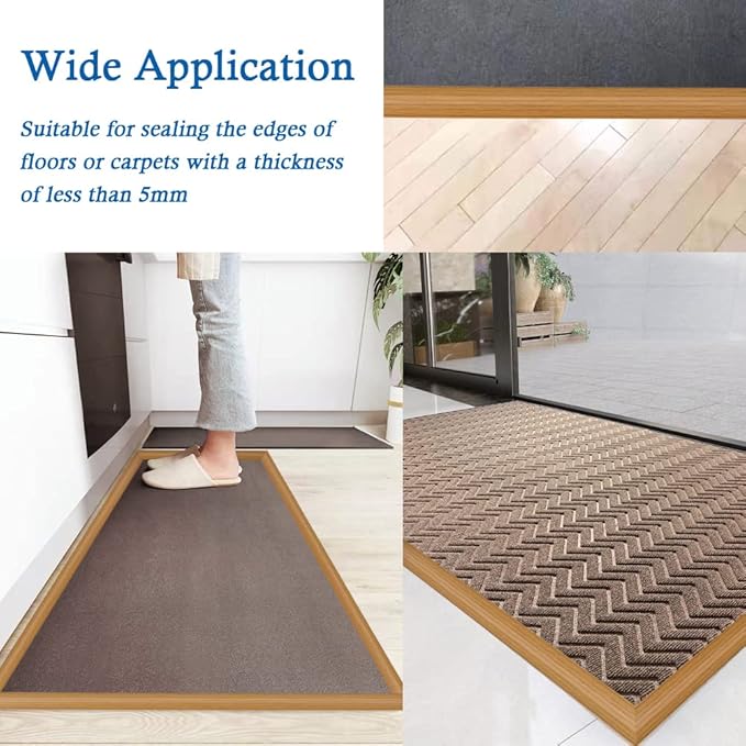 Floor Transition Strip Self Adhesive Carpet & Flooring Transitions Edging Trim Strip PVC Threshold Transitions Suitable for Threshold Height Less Than 5mm (20Ft, Wood Grain Light Brown-New)