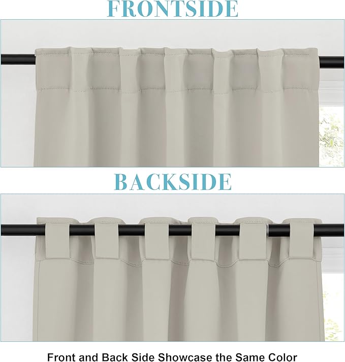 RYB HOME Small Window Curtains Blackout, Privacy Thermal Insulating Drapes for Bedroom Bathroom Basement Cafe Classroom Window Decor, W 34 x L 45 inches, Black, 2 Panels