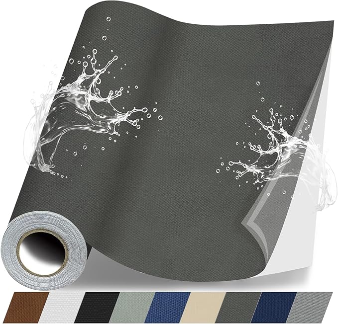 Fabric Repair Patches, Canvas Self-Adhesive Fabric Patches Tape Durable, DIY Large Canvas Repair for Sofa, Couches, Furniture, Chair, Clothing （3.5X79 Inch, Dark Grey）