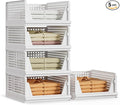 Proarea 5 Pack Stackable Plastic Storage Basket Closet Organizer Bin Foldable Clothes Organizer Storage Drawer Shelf Container for Living Room Bathroom Kitchen Office (5L)