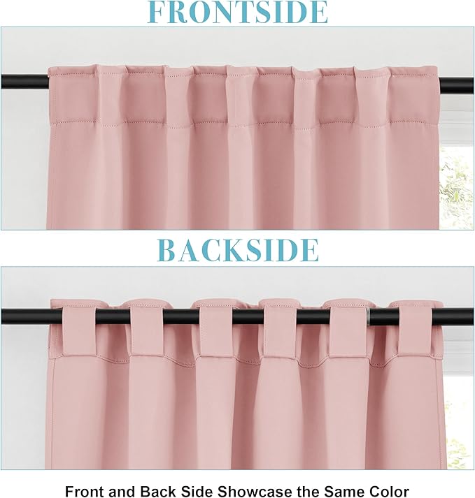 RYB HOME Blackout Curtains for Bedroom, Small Windows Shades Thermal Insulating Privacy Drapes for Living Room Classroom Kitchen Bathroom Dining, Wide 42 x Long 36 inch, Peach Blush, 2 Panels
