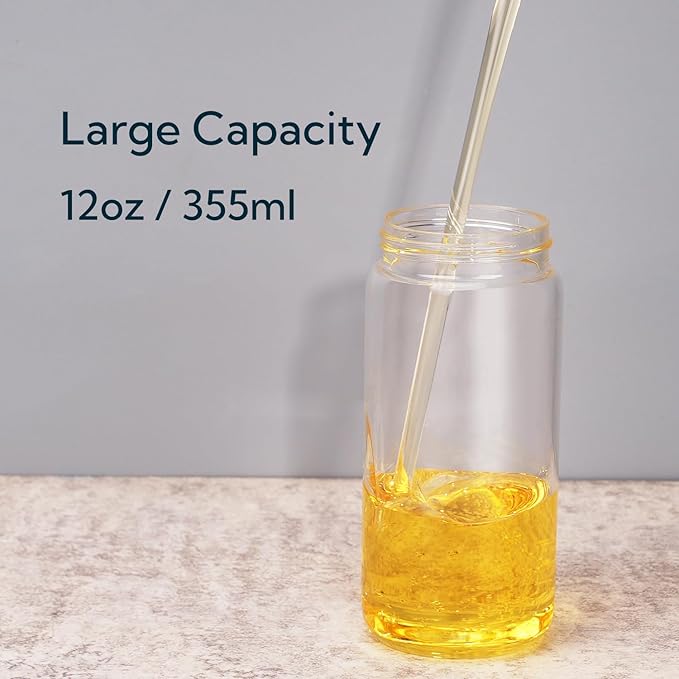 KITCHENDAO Precision Pour Glass Oil Dispenser 2-Piece Set with 3 Modes, Drip-Free Spout, Two Adjustable Flow Speeds, 12 oz Oil and Vinegar Dispensing Bottle 2 Pack Set for Kitchen