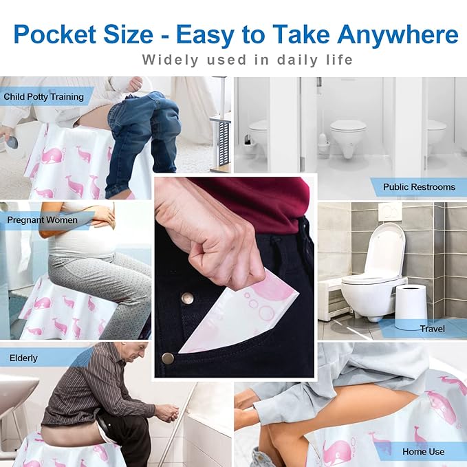 21 Pack Toilet Seat Covers Disposable, Extra Large Disposable Toilet Seat Covers for Adults, Individually Wrapped Potty Training Liners with Non-Slip Adhesives for Kids in Home, Restrooms&Travel -Pink