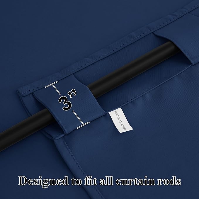 RYB HOME Bathroom Curtains Blackout - Thermal Insulating Privacy Small Window Curtains Short for Bedroom Basement Kitchen Kids Nursery Cabinet, Wide 42 x Long 30 inches, 2 Panels, Navy Blue