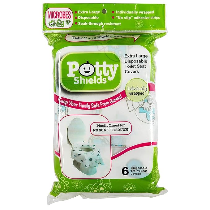 Disposable Toilet Seat Covers for Kids & Adults (6 Pack) - Germ Protect from Public Toilets - Waterproof, Individually-Wrapped, Plastic Lined for No Soak Thru, XL to Cover the WHOLE Toilet - Unisex