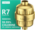 R7 Shower Filter High Put Shower Water Filter for Hard Water 99.99% Remove Chlorine, Heavy Metals, Shower Water Softener, Improve your skin and hair, Bathroom Fixture Hardware Parts, Brushed Gold