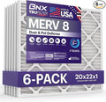 BNX TruFilter 20x22x1 Air Filter MERV 8 (6-Pack) - MADE IN USA – Dust & Pet Defense Electrostatic Pleated Air Conditioner HVAC AC Furnace Filters for Dust, Pet, Mold, Pollen MPR 600 – 700 & FPR 5