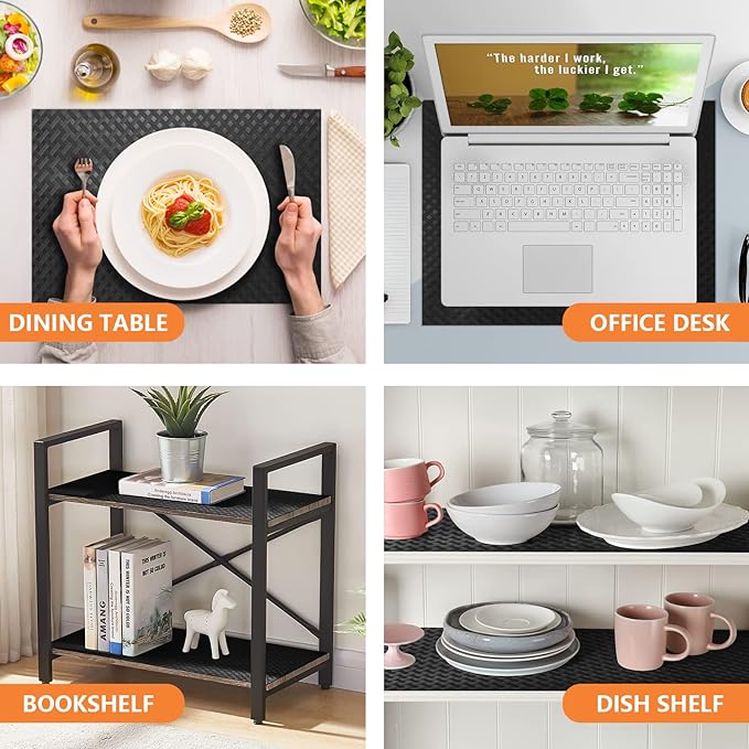 Shelf Liners for Kitchen Cabinets Refrigerator Liners Waterproof & Oil-Proof Kitchen Cupboard Liner Non-Slip Drawer Mats EVA Material Non Adhesive Fridge Liner for Shelves - Black 23.6 x 78.7 Inches
