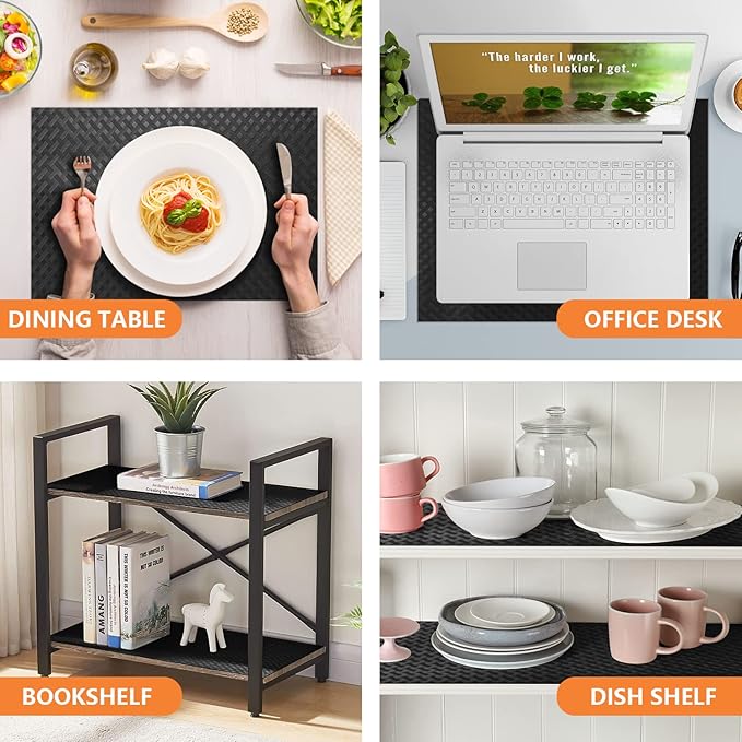 Shelf Liners for Kitchen Cabinets Refrigerator Liners Waterproof & Oil-Proof Kitchen Cupboard Liner Non-Slip Drawer Mats EVA Material Non Adhesive Fridge Liner for Shelves - Black 11.8 x 236.2 Inches