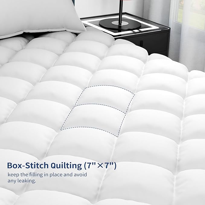 Sunflower Full Mattress Pad, Hypoallergenic Cotton Mattress Cover, 18-22" Extra Deep Pocket Quilted Protector, Breathable&Noiseless