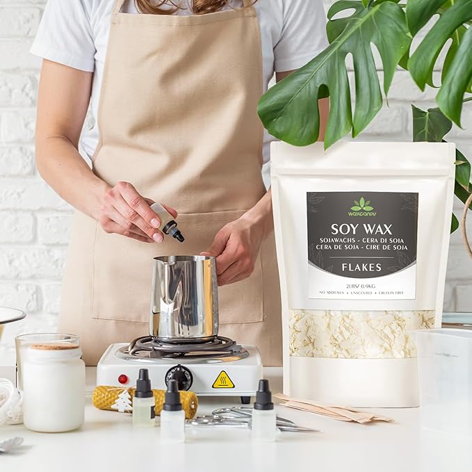 Soy Wax Flakes, Waxcanpy Natural Candle Wax, Organic Soy Wax for Candle Making from Farm, No Additives, Harmless and Pure (2lb)